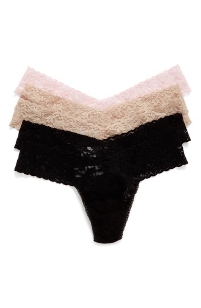 Shop Hanky Panky 5-pack Low Rise Thong In Black/ Chai /bliss Pink