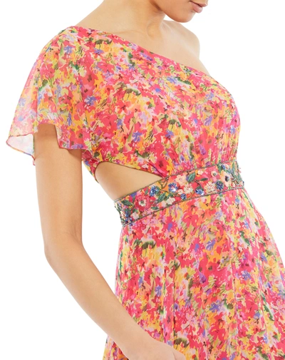 Mac Duggal Womens Cut-out Chiffon Evening Dress In Pink Multi