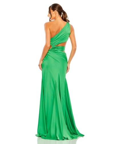 Shop Mac Duggal Cut Out One Shoulder Satin Gown In Spring Green