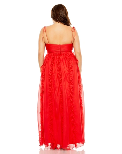 Shop Mac Duggal Keyhole Detail Chiffon Sleeveless Gown In Cherry