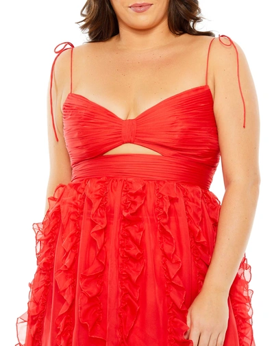 Shop Mac Duggal Keyhole Detail Chiffon Sleeveless Gown In Cherry