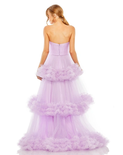 Shop Mac Duggal Strapless Ruffle Tulle Tiered Gown In Orchid
