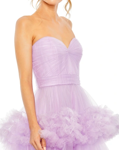 Mac Duggal Strapless Ruffle Tulle Tiered Gown In Orchid