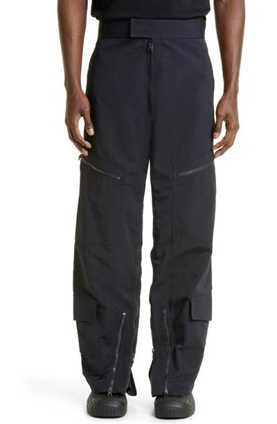 Shop Bottega Veneta Zip Cuff Tricot Cargo Trousers In Midnight Blue