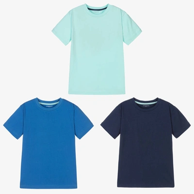 Shop Childrensalon Essentials Boys Blue Organic Cotton T-shirts (3 Pack)