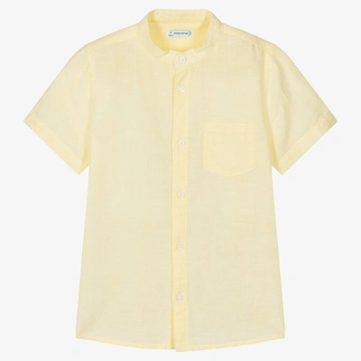 Shop Mayoral Boys Yellow Linen Shirt