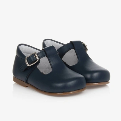 Shop Beatrice & George Navy Blue Leather T-bar Shoes