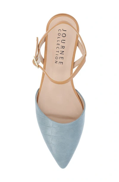 Journee Collection Brynn Croc Embossed Pump In Blue