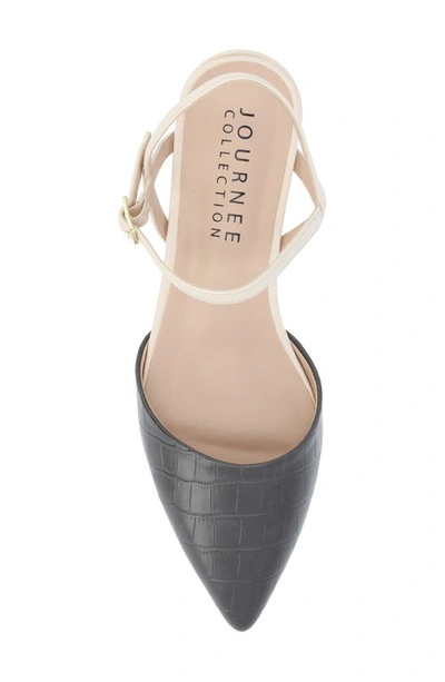 Journee Collection Brynn Croc Embossed Pump In Charcoal