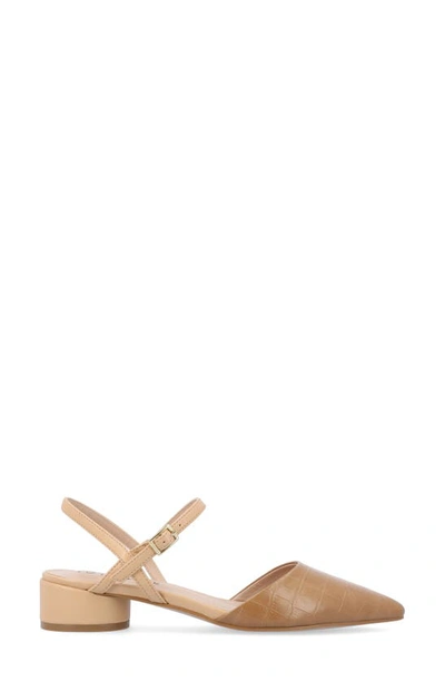 Journee Collection Brynn Croc Embossed Pump In Tan