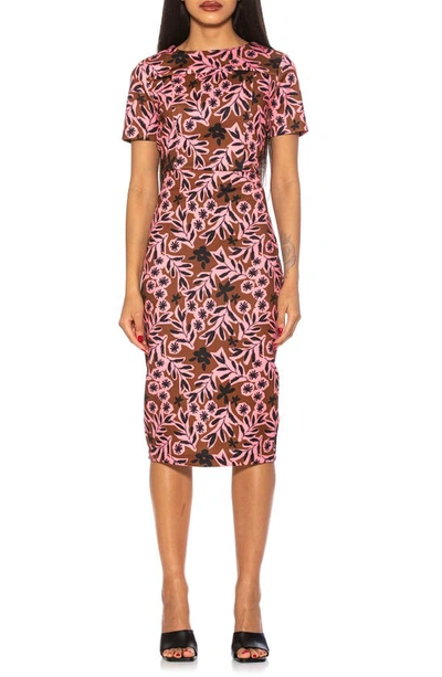 Shop Alexia Admor Scuba Sheath Dress In Brown Floral