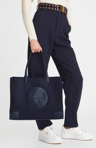 Tory Burch Ella Mini Recycled Nylon Tote Bag In Tory Navy