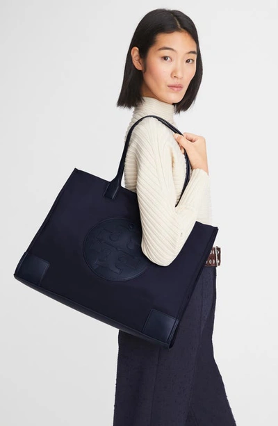 Tory Burch Ella Mini Recycled Nylon Tote Bag In Tory Navy