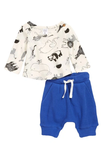 Shop Nordstrom Kids'  Playground Print Top And Joggers Set In Ivory Animals- Blue