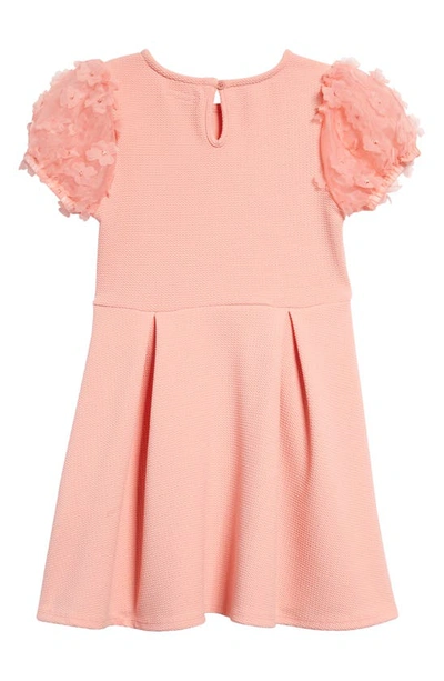 Bcbg Kids' Embellished Puff Sleeve Knit Dress In Hot Coral
