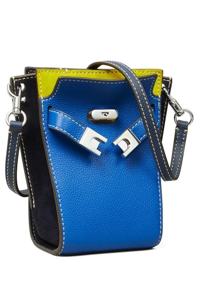 Shop Tory Burch Petite Lee Radziwill Pebbled Leather Double Bucket Bag In Garden Blue