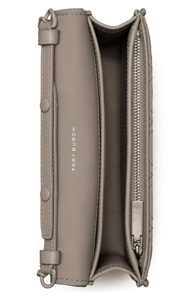 Tory Burch Fleming Matte Wallet Crossbody In Gray Heron