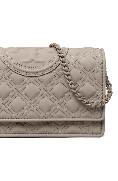 Tory Burch Fleming Matte Wallet Crossbody In Gray Heron