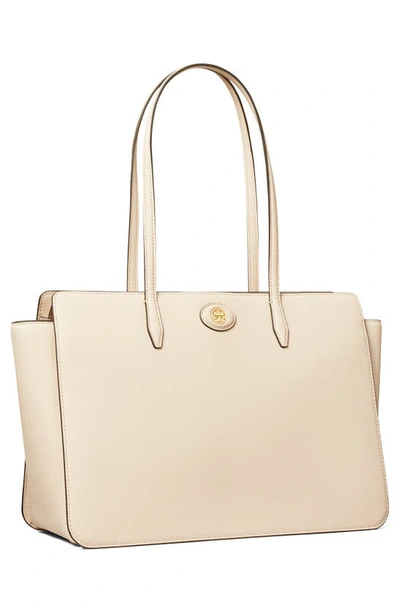 Shop Tory Burch Robinson Leather Tote In New Cream