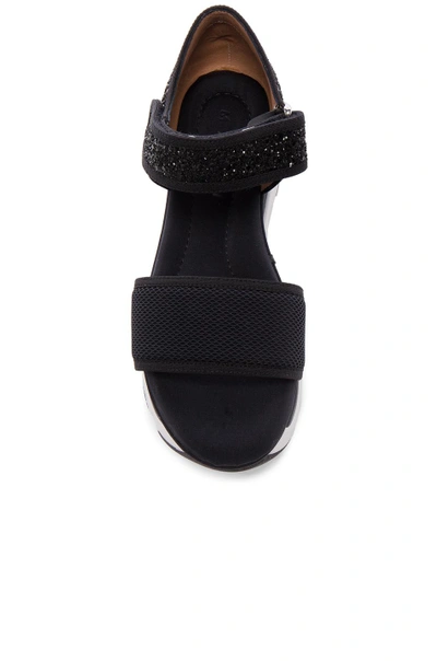 Shop Marni Platform Glitter Sandals In Black, Metallics.  In Coal