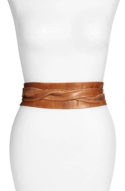 Shop Ada Handmade Leather Wrap Belt In Cognac