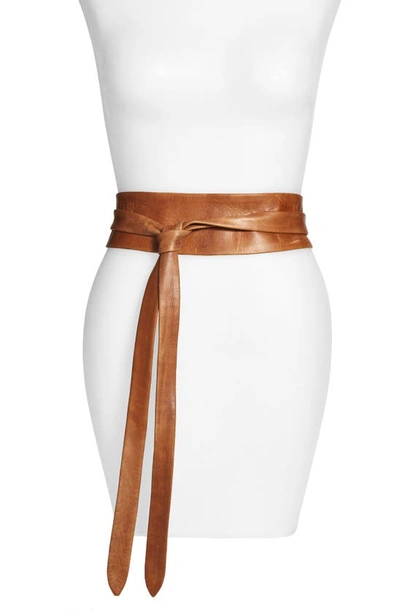 Shop Ada Handmade Leather Wrap Belt In Cognac