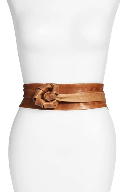 Shop Ada Handmade Leather Wrap Belt In Cognac