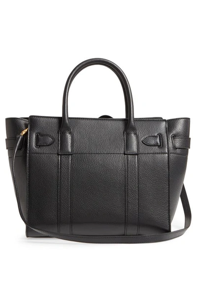 Shop Mulberry Small Zipped Bayswater Leather Satchel In Black
