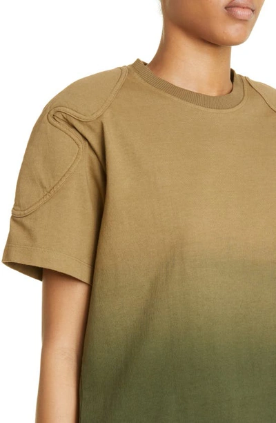 Shop Dion Lee Sunfade Gradient Padded Cotton Jersey T-shirt In Military Green