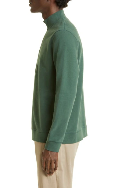 Shop Sunspel Half Zip Cotton French Terry Sweatshirt In Dark Green