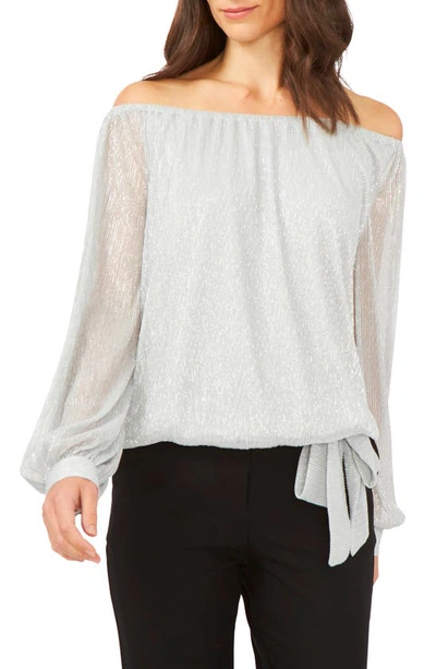 Shop Chaus Metallic Off The Shoulder Blouse In Silver