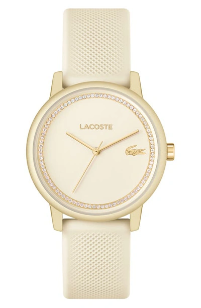 Shop Lacoste 12.12 Go Silicone Strap Watch, 36mm In White M-o-p