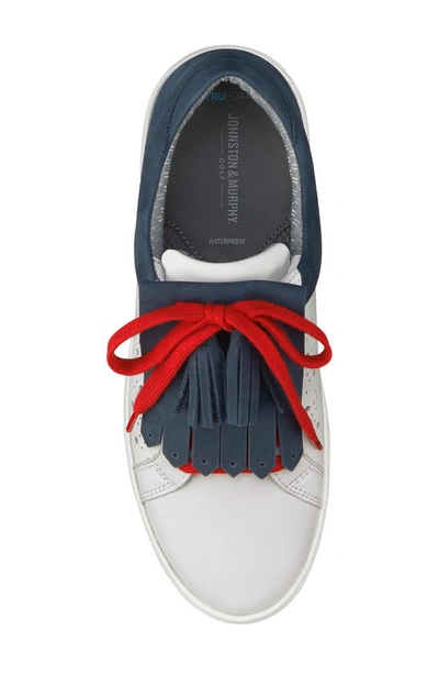Shop Johnston & Murphy Madison Hybrid Waterproof Golf Shoe In White/ Navy/ Red Wp Calfskin