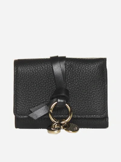 Shop Chloé Alphabet Leather Wallet In Black