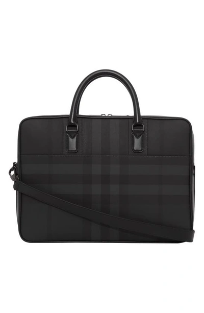 Shop Burberry Ainsworth London Check Briefcase In Dark Charcoal