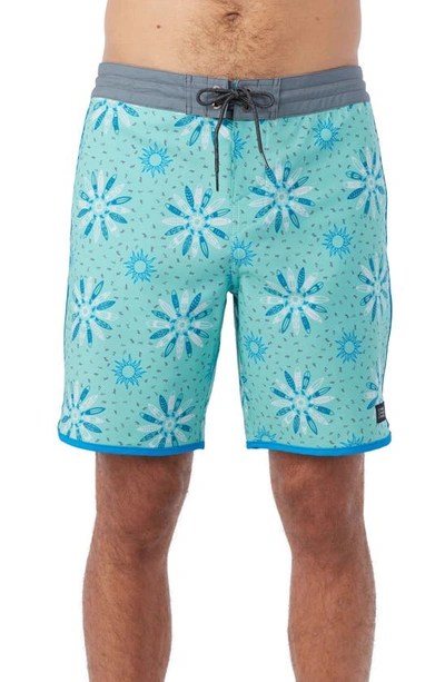 Shop O'neill Cruzer Scallop Board Shorts In Aqua Wash