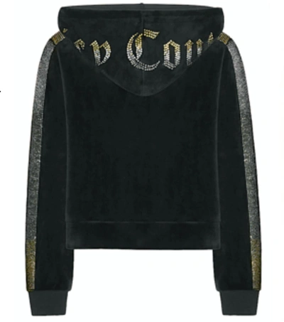 Shop Juicy Couture Velour Hooded Zip Track Jacket In Black