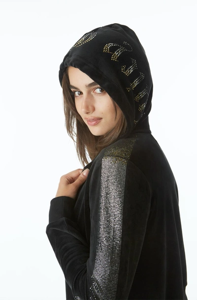 Shop Juicy Couture Velour Hooded Zip Track Jacket In Black