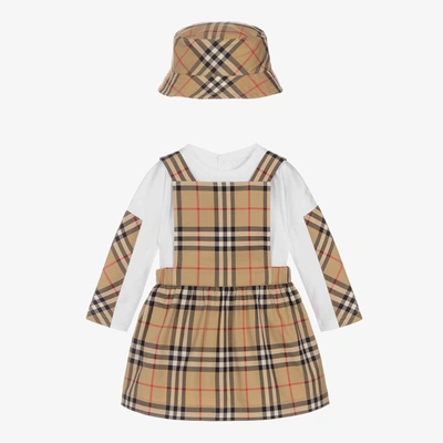 Shop Burberry Baby Girls Beige Vintage Check Dress Set