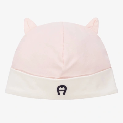 Shop Aigner Girls Pink Pima Cotton Baby Hat