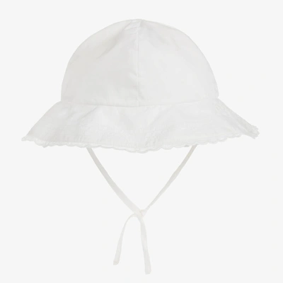 Shop Chloé Baby Girls Ivory Cotton Sun Hat