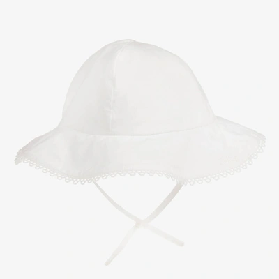 Shop Chloé Girls Ivory Organic Cotton Sun Hat