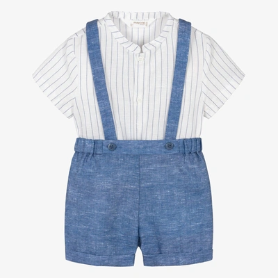 Shop Mayoral Baby Boys Blue Linen Shorts Set