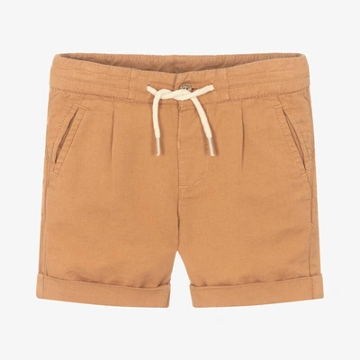 Shop Mayoral Boys Brown Cotton & Linen Shorts