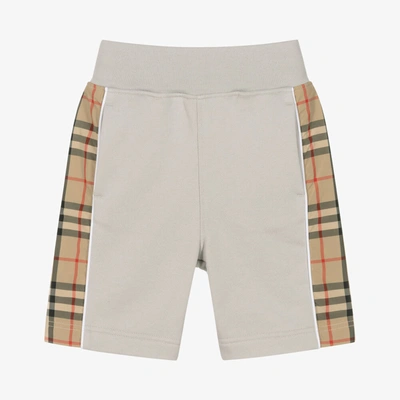 Shop Burberry Boys Grey & Beige Vintage Check Shorts