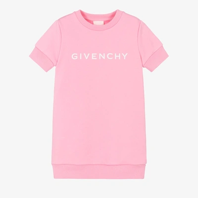 Shop Givenchy Girls Pink Cotton Logo Dress