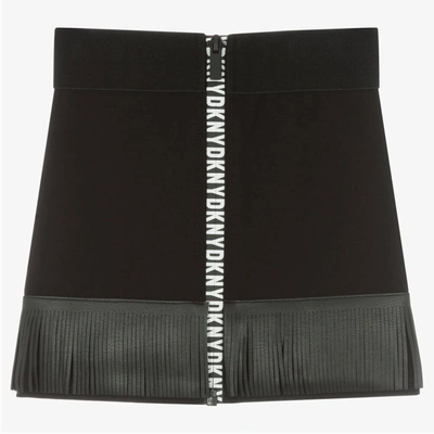 Shop Dkny Girls Black Fringed Logo Skirt