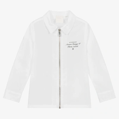 Shop Givenchy Boys White Cotton Logo Shirt
