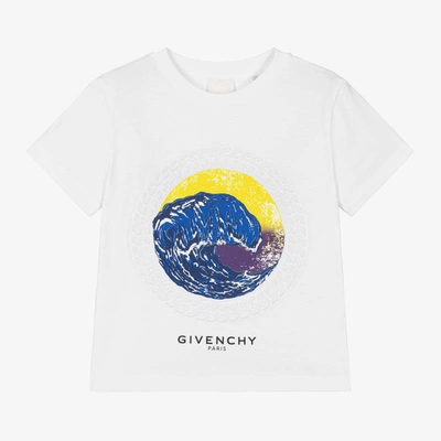 Shop Givenchy Boys White Wave Logo T-shirt