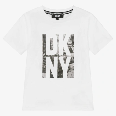 Shop Dkny Boys White Cotton Logo T-shirt
